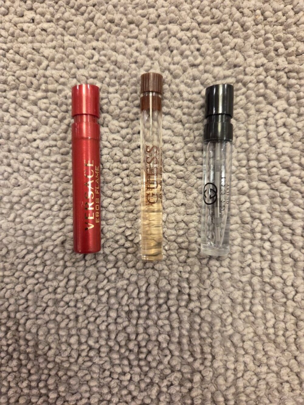 Cologne Sample Set: Versace Eros Flame, Marciano by Guess, and Guilty by Gucci